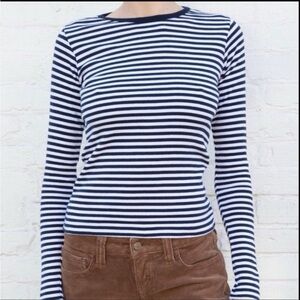 Brandy Striped Long-Sleeve Top - Navy & White
